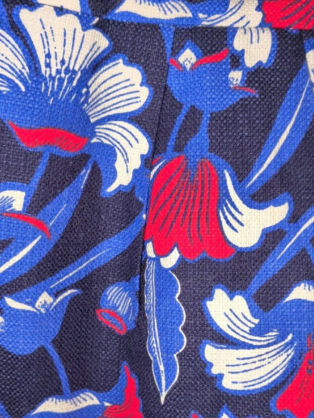 J. Crew Navy Floral Mini Skirt With Pockets— Red & White Blooms
